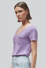 Lace Pocket V-Neck Tee