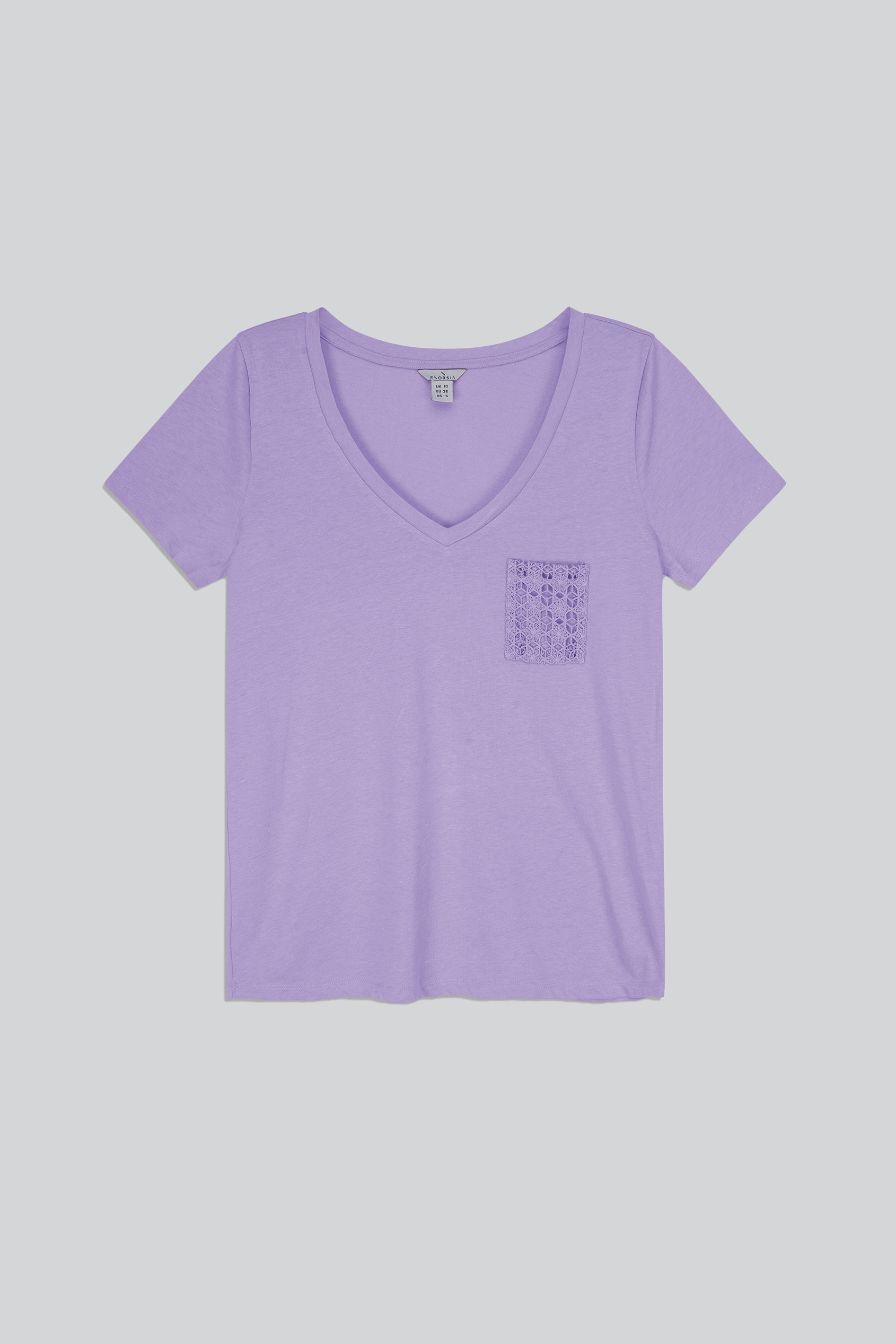 Lace Pocket V-Neck Tee