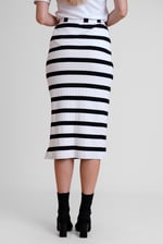 Side Slit Striped Ribbed Jersey Skirt
