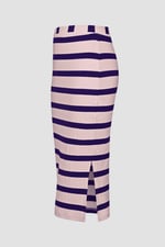 Side Slit Striped Ribbed Jersey Skirt