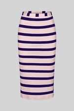 Side Slit Striped Ribbed Jersey Skirt