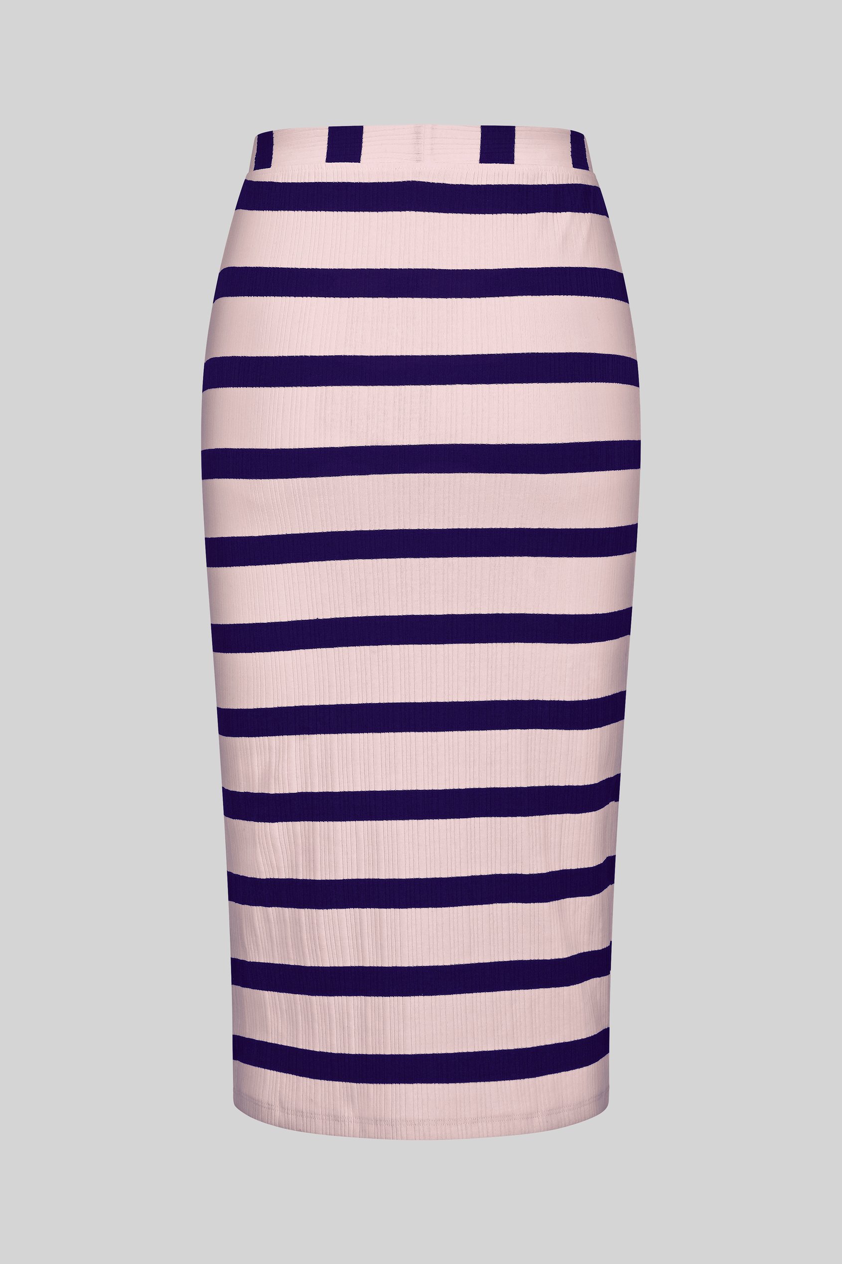 Side Slit Striped Ribbed Jersey Skirt