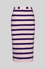 Side Slit Striped Ribbed Jersey Skirt