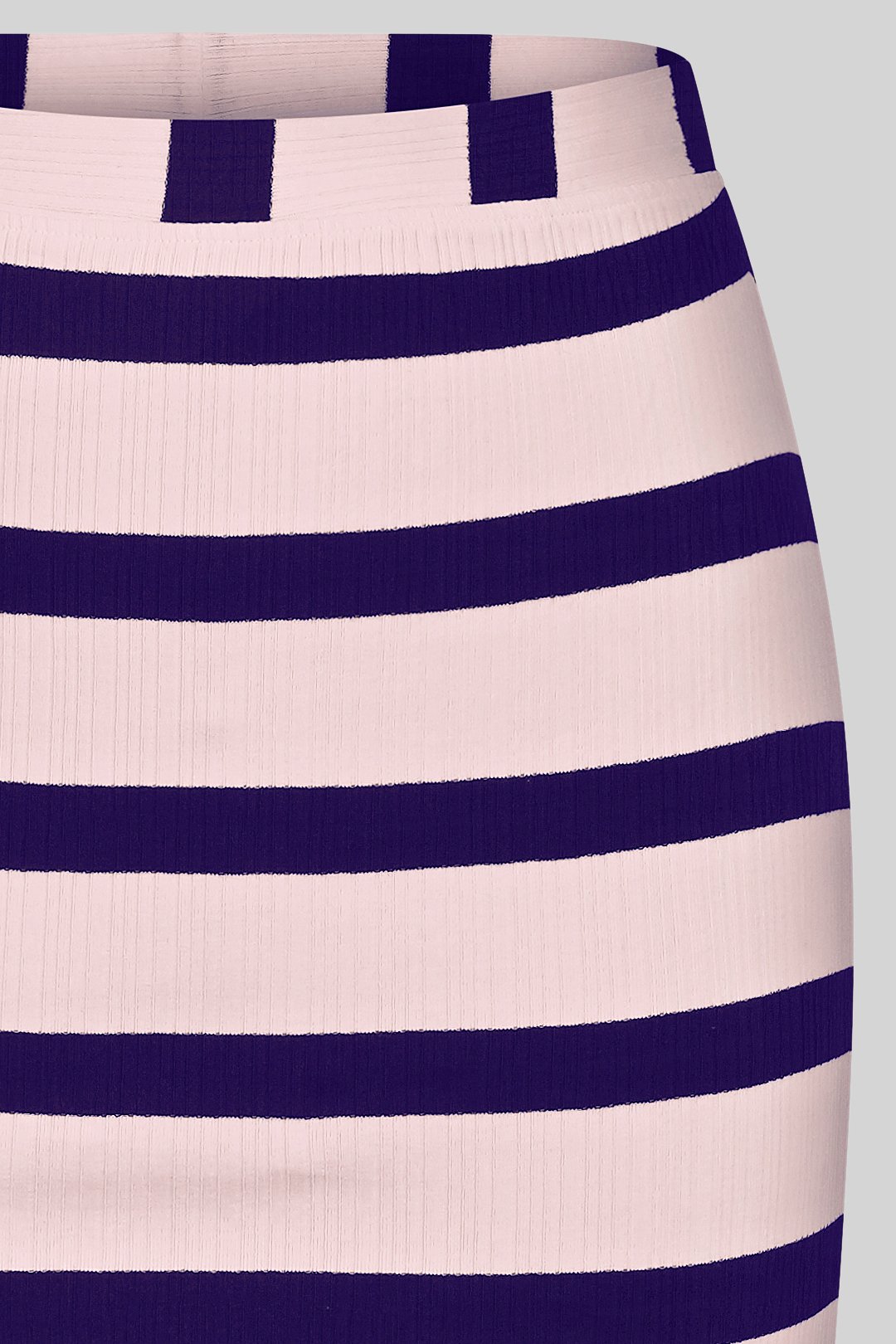 Side Slit Striped Ribbed Jersey Skirt