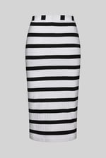 Side Slit Striped Ribbed Jersey Skirt