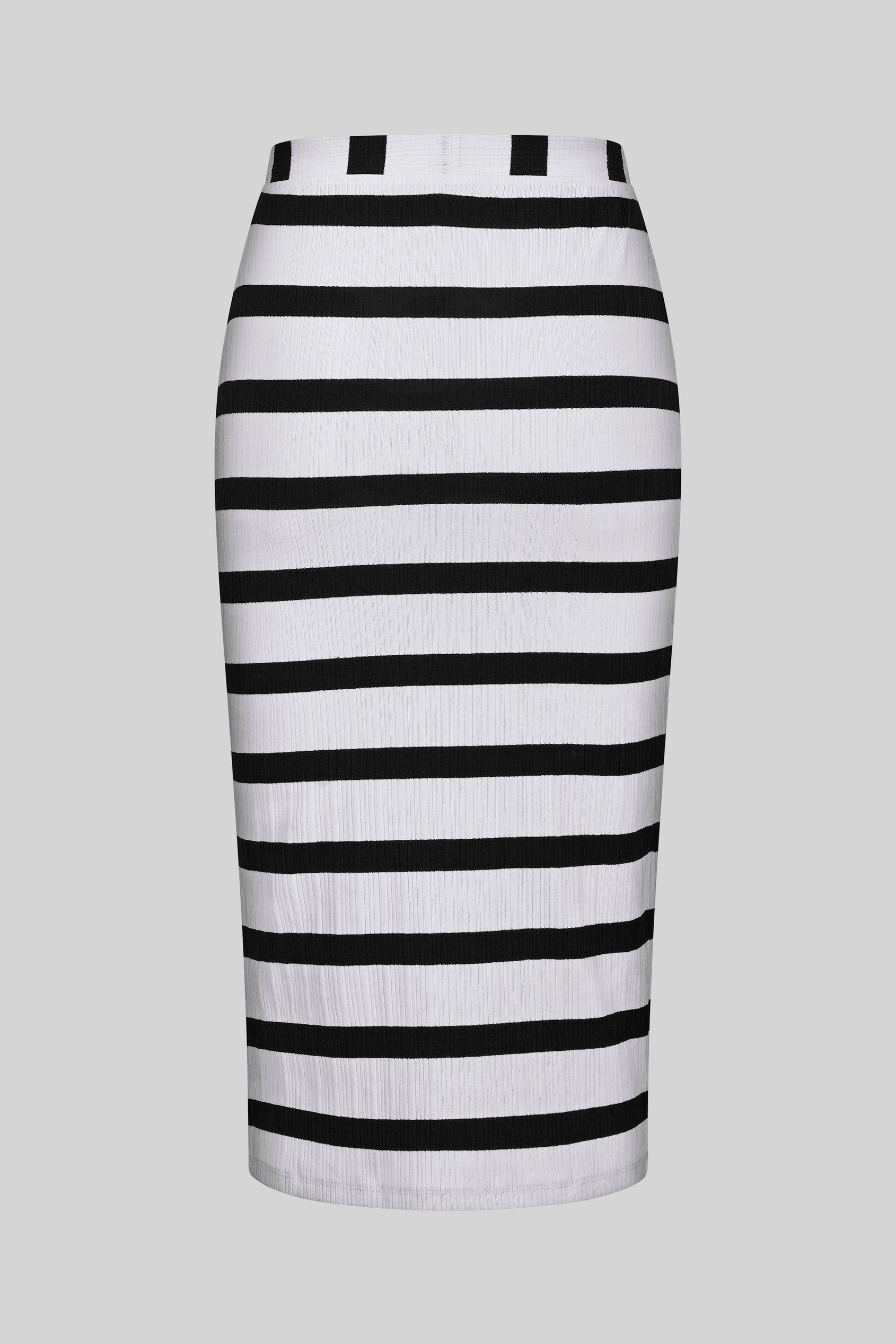 Side Slit Striped Ribbed Jersey Skirt