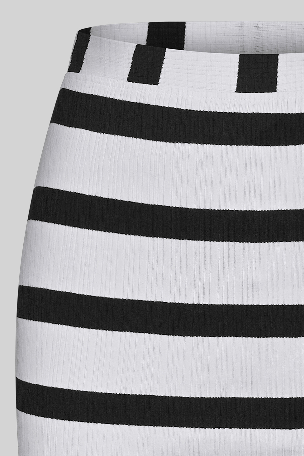 Side Slit Striped Ribbed Jersey Skirt