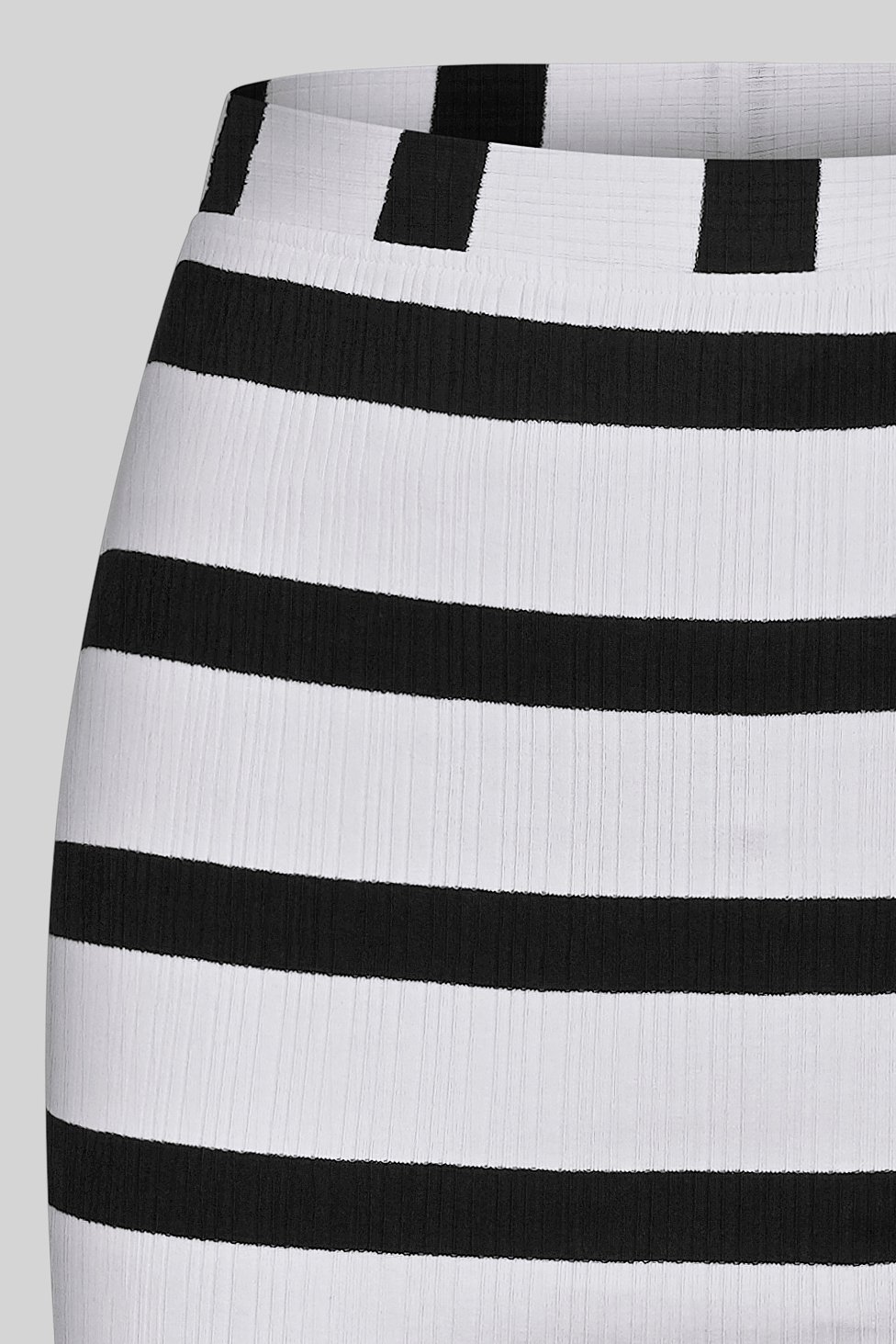 Side Slit Striped Ribbed Jersey Skirt