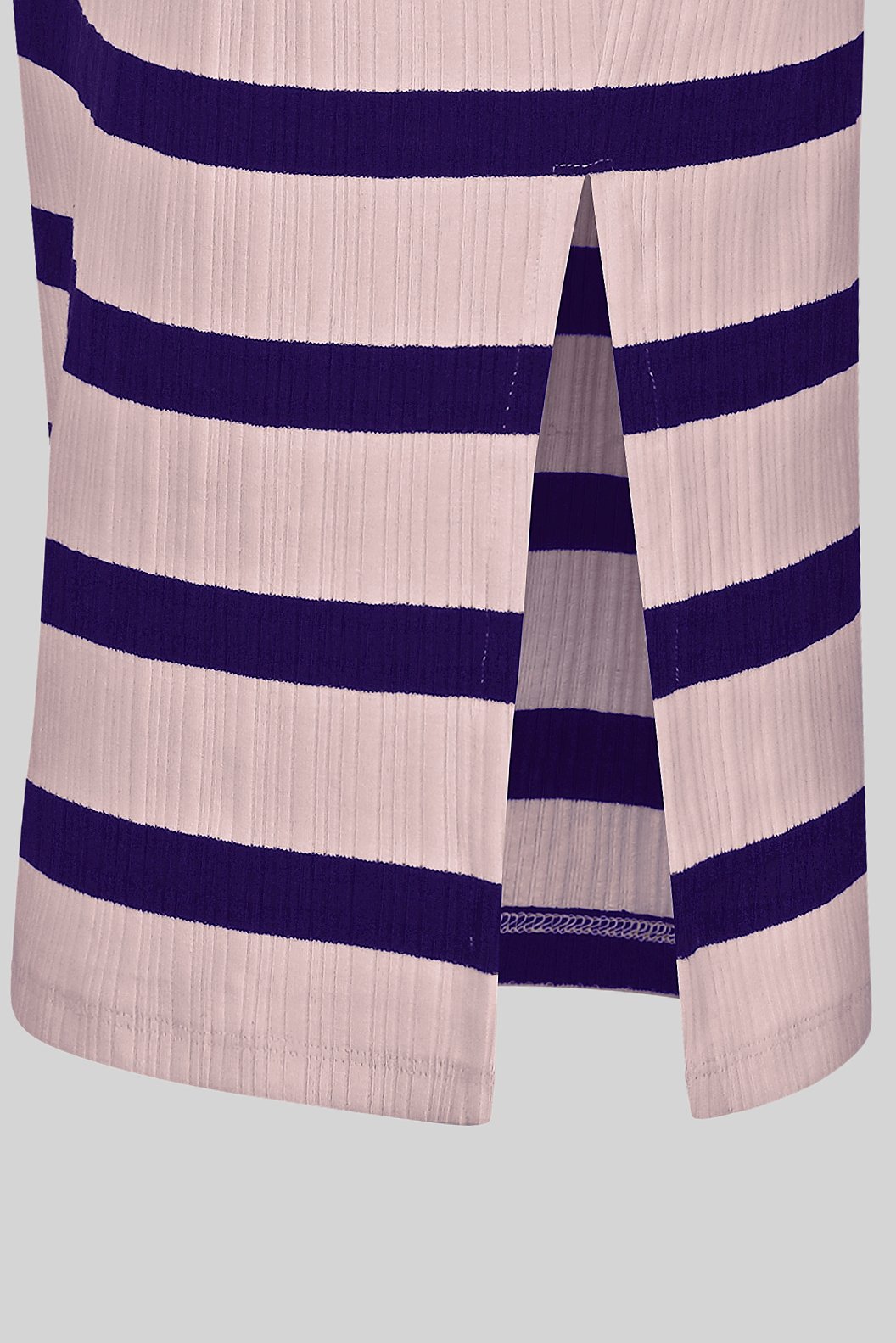 Side Slit Striped Ribbed Jersey Skirt