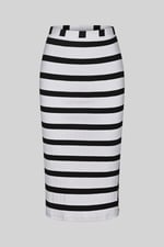 Side Slit Striped Ribbed Jersey Skirt