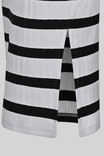 Side Slit Striped Ribbed Jersey Skirt