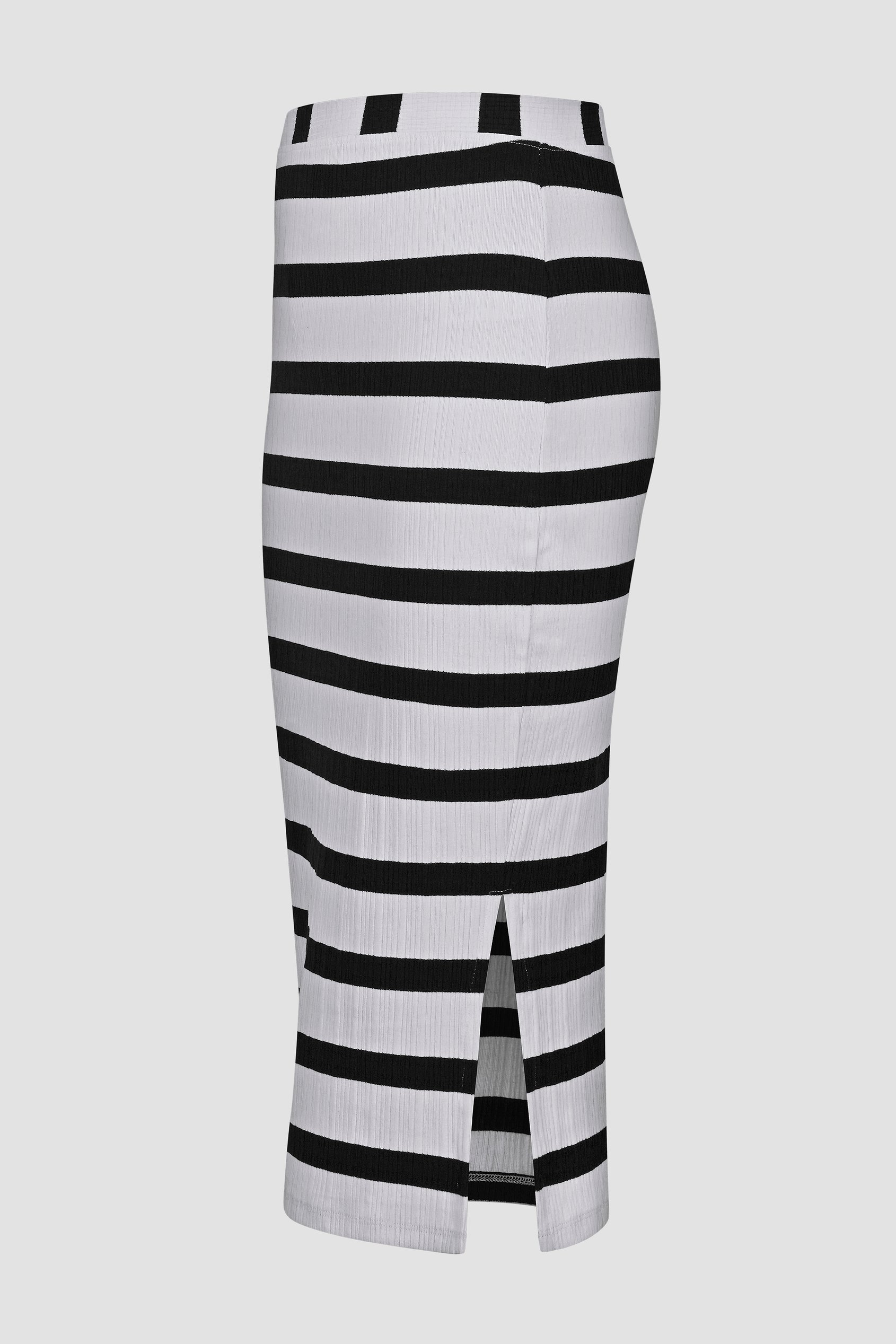 Side Slit Striped Ribbed Jersey Skirt