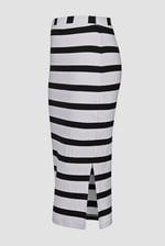 Side Slit Striped Ribbed Jersey Skirt