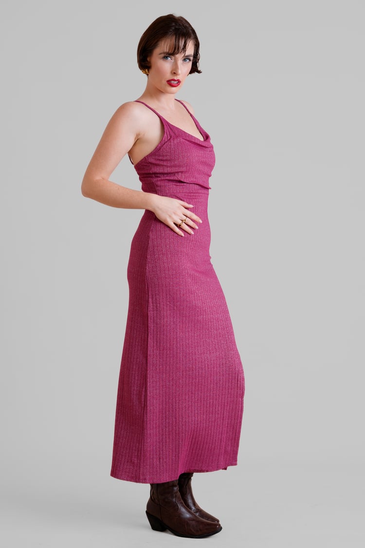 Stretch Jersey Metallic Midi Cami Dress