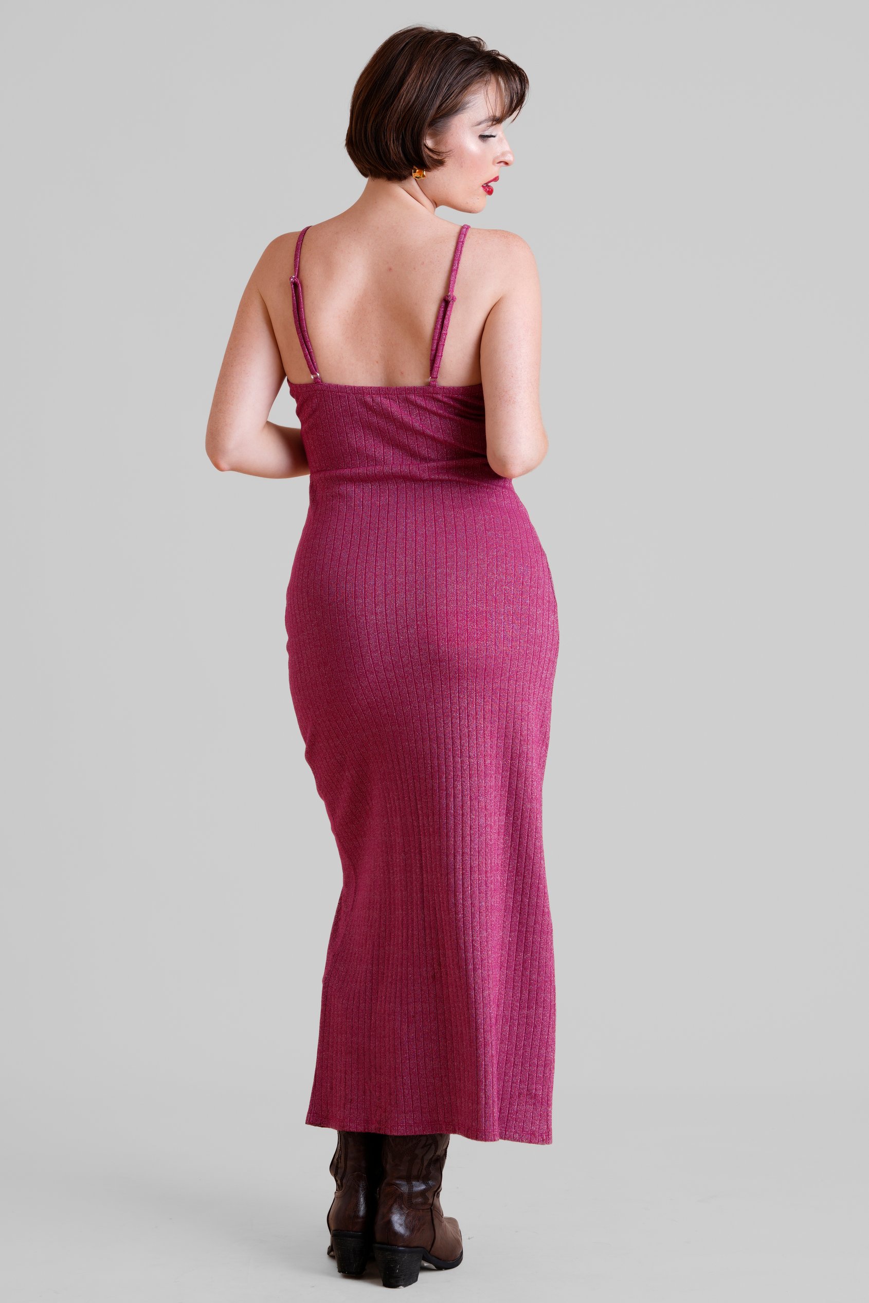 Stretch Jersey Metallic Midi Cami Dress