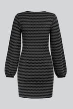 Metallic Silver V-Neck Long Sleeve Mini Dress