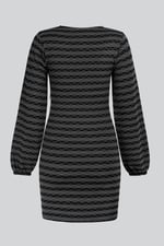 Metallic Silver V-Neck Long Sleeve Mini Dress