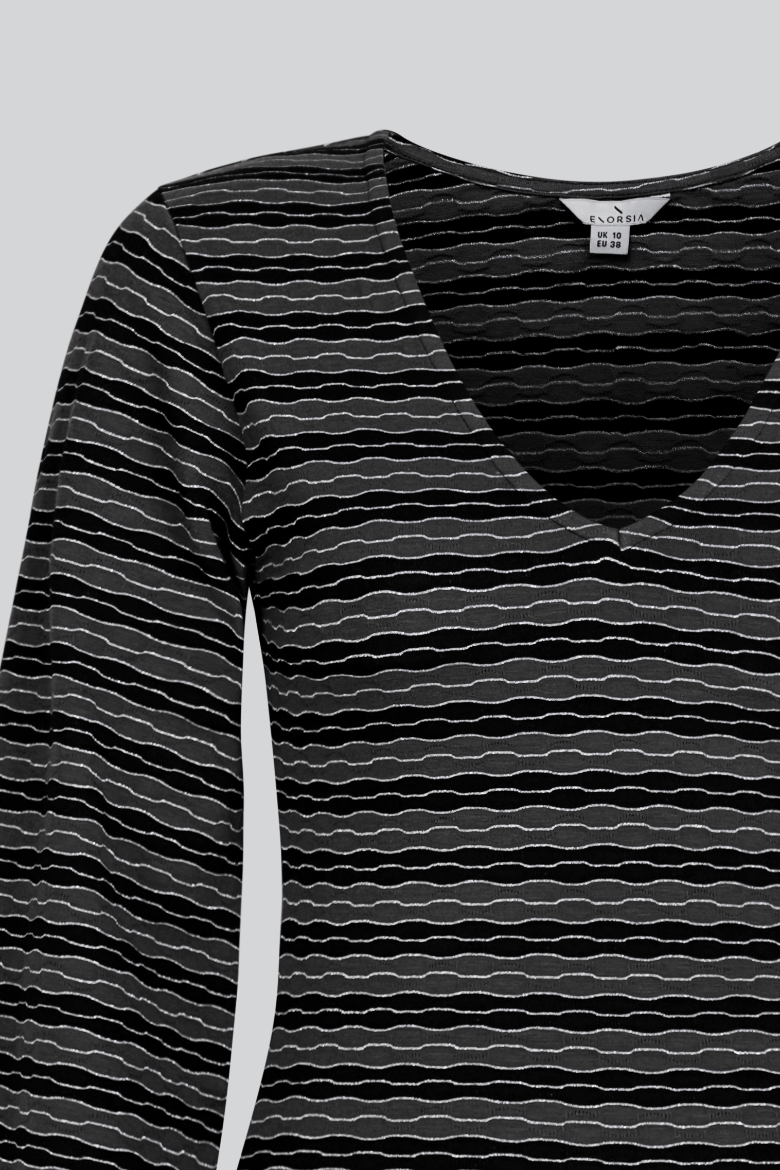 Metallic Silver V-Neck Long Sleeve Mini Dress