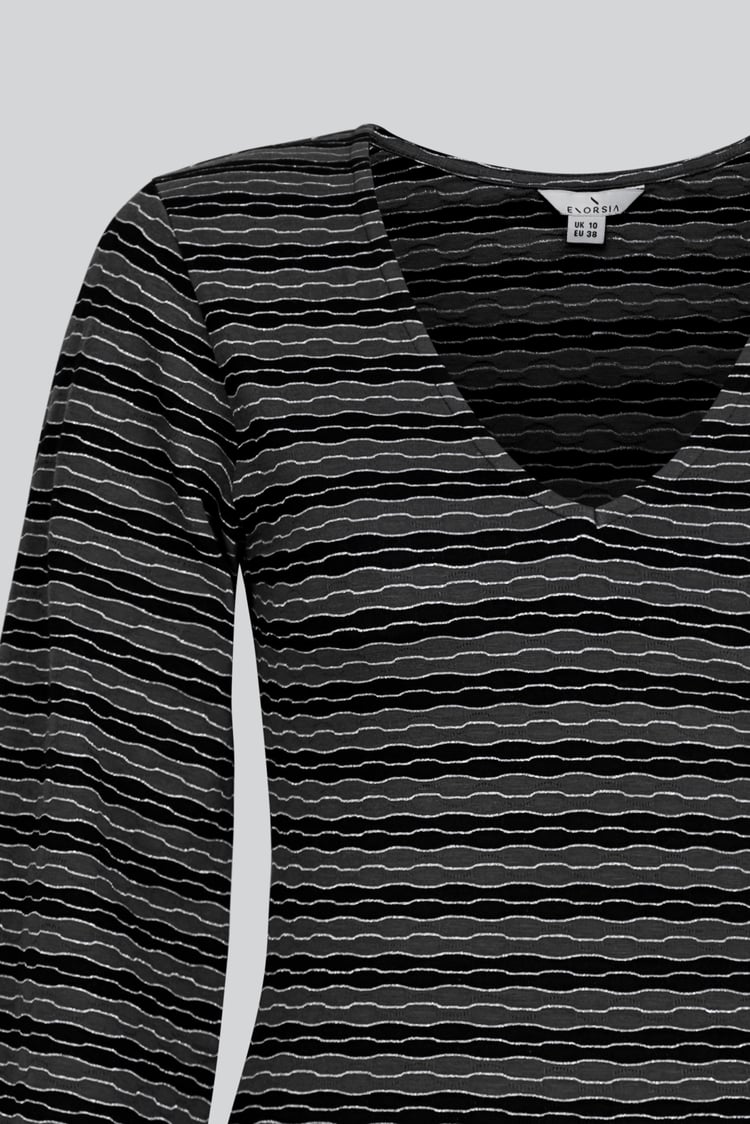 Metallic Silver V-Neck Long Sleeve Mini Dress