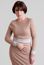 Shiny Silver Metallic Stretch Midi Dress