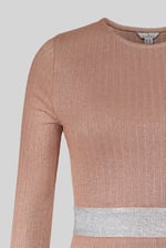 Shiny Silver Metallic Stretch Midi Dress