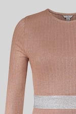 Shiny Silver Metallic Stretch Midi Dress