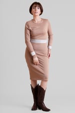 Shiny Silver Metallic Stretch Midi Dress