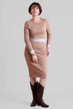 Shiny Silver Metallic Stretch Midi Dress