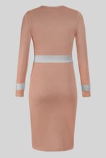 Shiny Silver Metallic Stretch Midi Dress