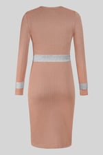 Shiny Silver Metallic Stretch Midi Dress