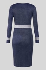 Shiny Silver Metallic Stretch Midi Dress