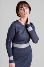 Shiny Silver Metallic Stretch Midi Dress