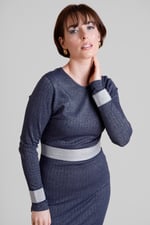 Shiny Silver Metallic Stretch Midi Dress