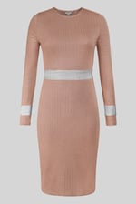 Shiny Silver Metallic Stretch Midi Dress