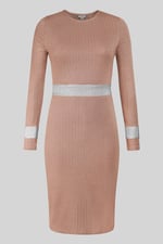 Shiny Silver Metallic Stretch Midi Dress