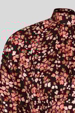 Dark Floral High Neck Ruched Midi Dress