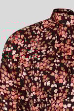 Dark Floral High Neck Ruched Midi Dress