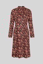 Dark Floral High Neck Ruched Midi Dress