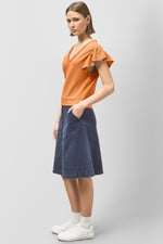 Frill Sleeves Mash Textured Jersey T-Shirt