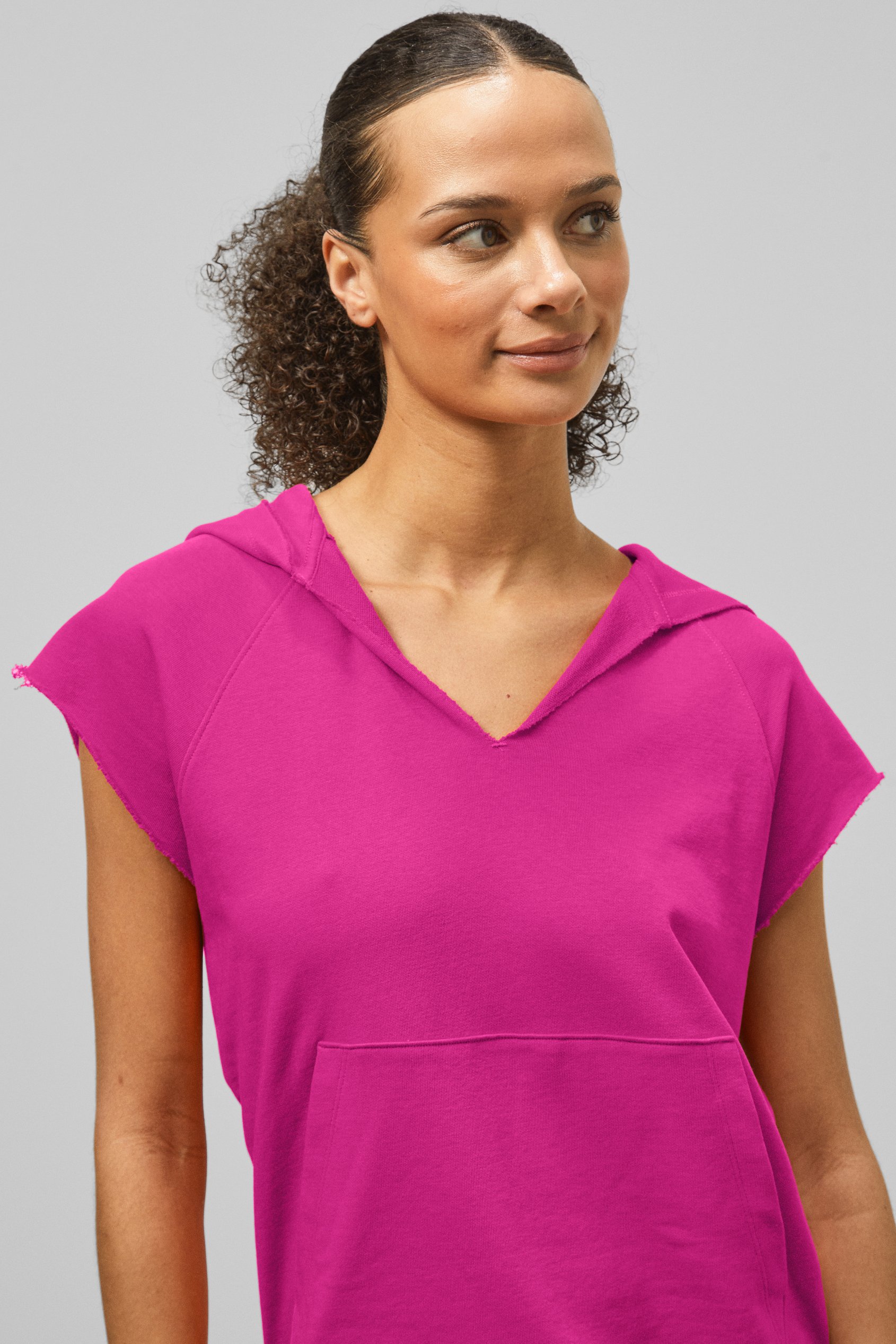 Sleeveless Raw Edge Hoodie