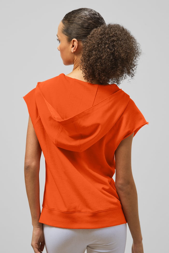 Sleeveless Raw Edge Hoodie