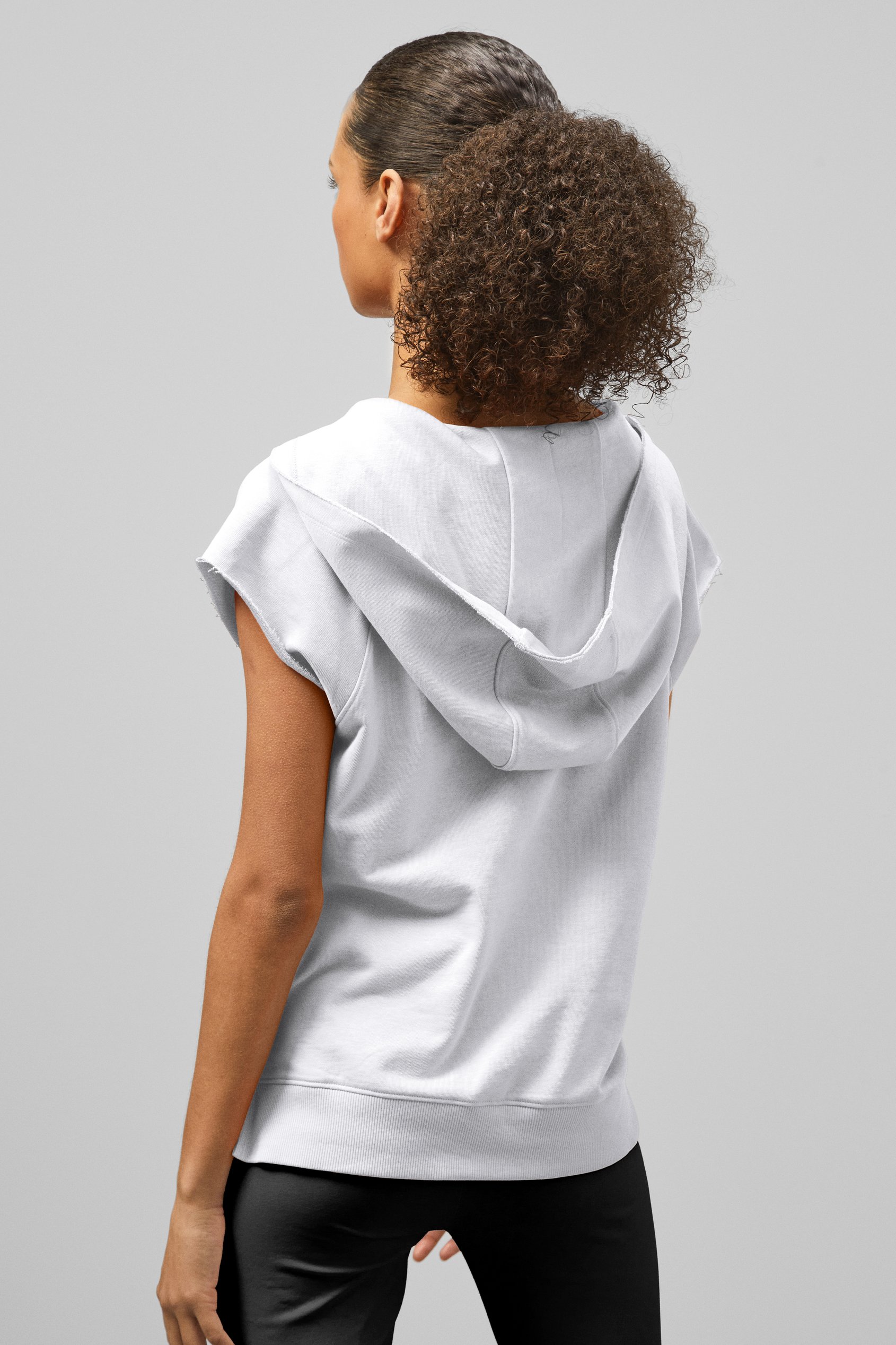 Sleeveless Raw Edge Hoodie