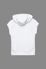 Sleeveless Raw Edge Hoodie