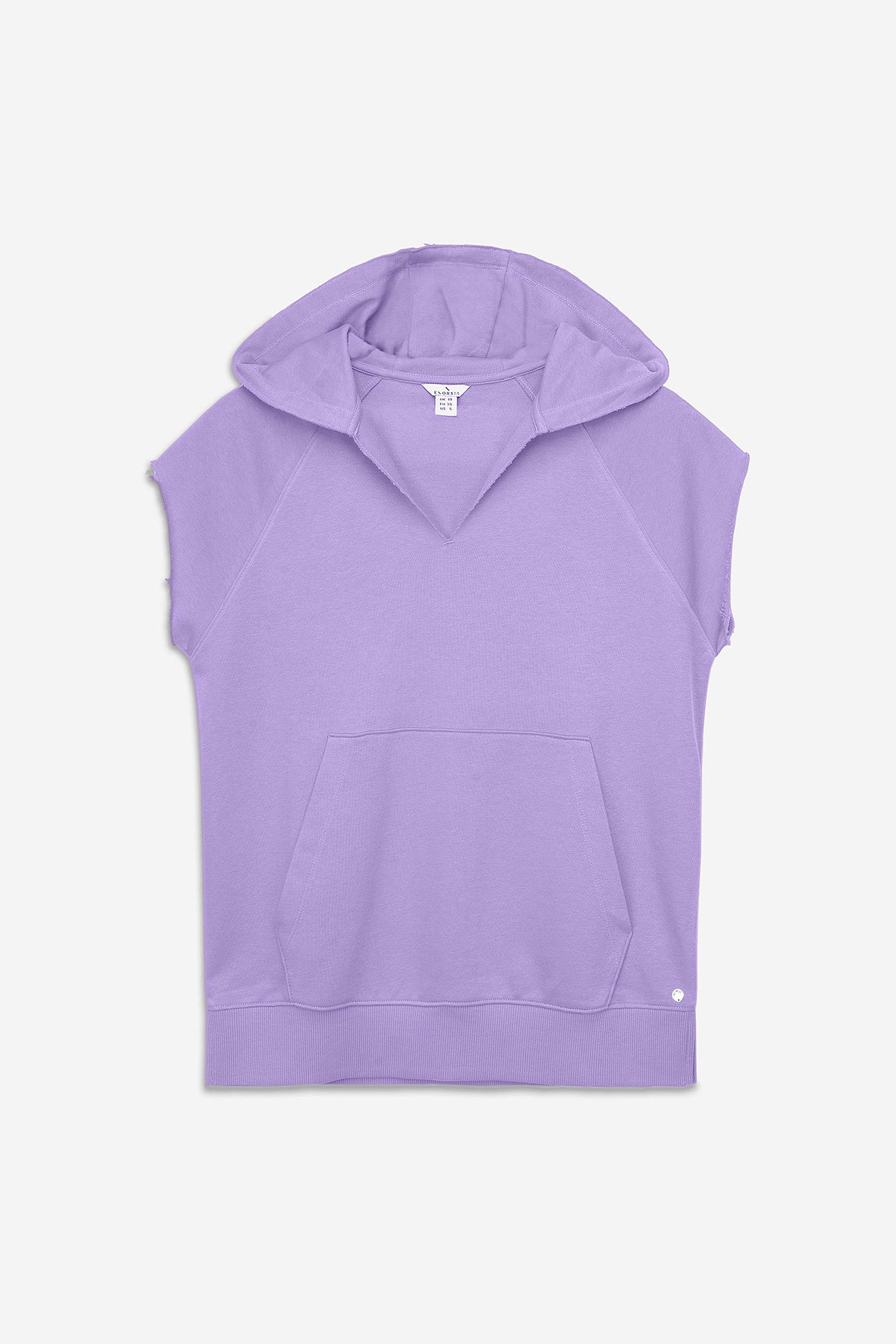 Sleeveless Raw Edge Hoodie