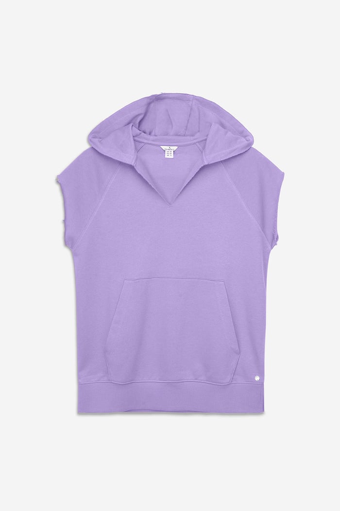 Sleeveless Raw Edge Hoodie