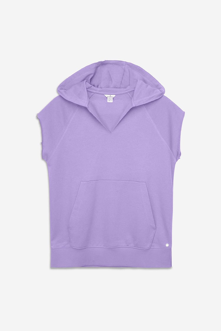 Sleeveless Raw Edge Hoodie