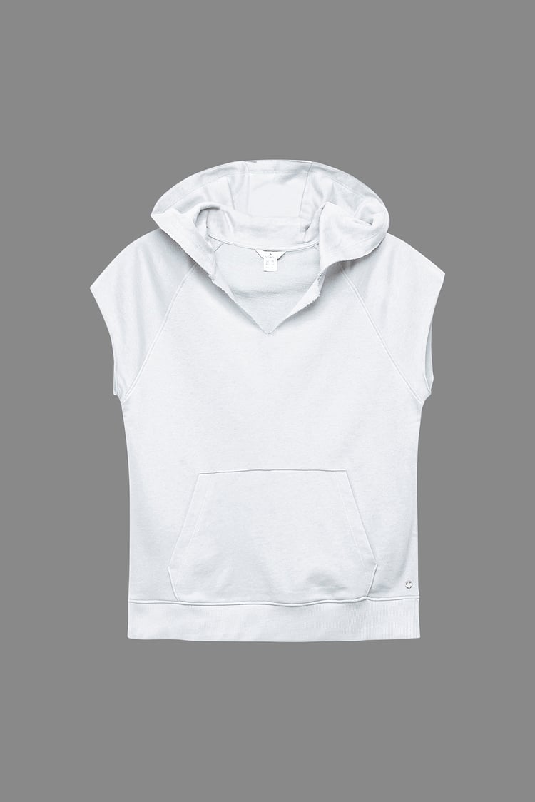 Sleeveless Raw Edge Hoodie