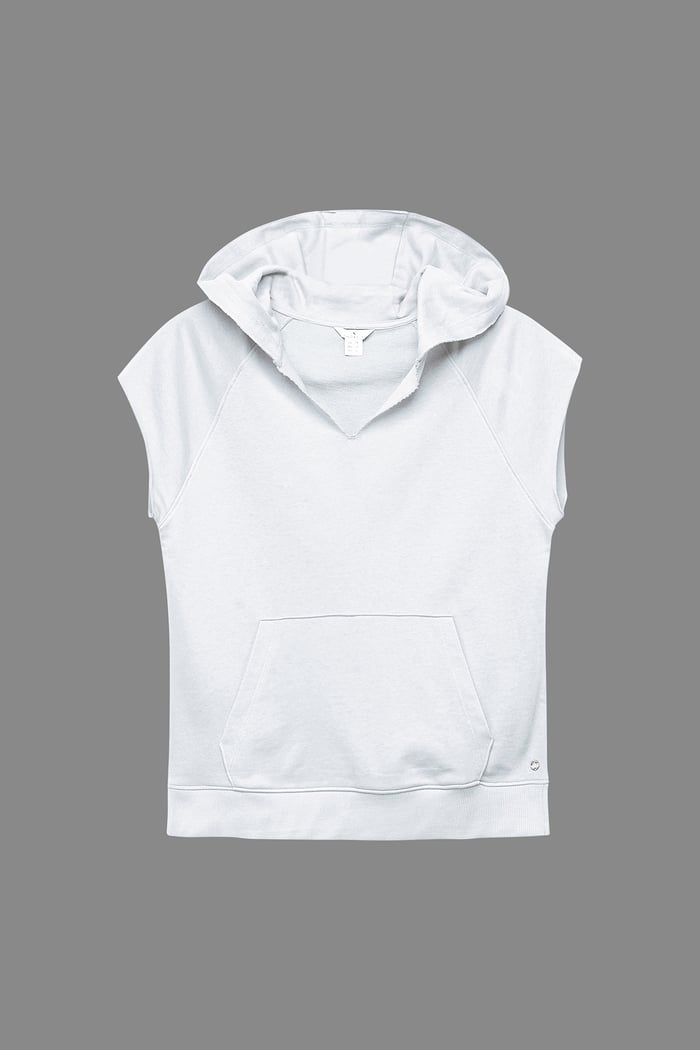 Sleeveless Raw Edge Hoodie