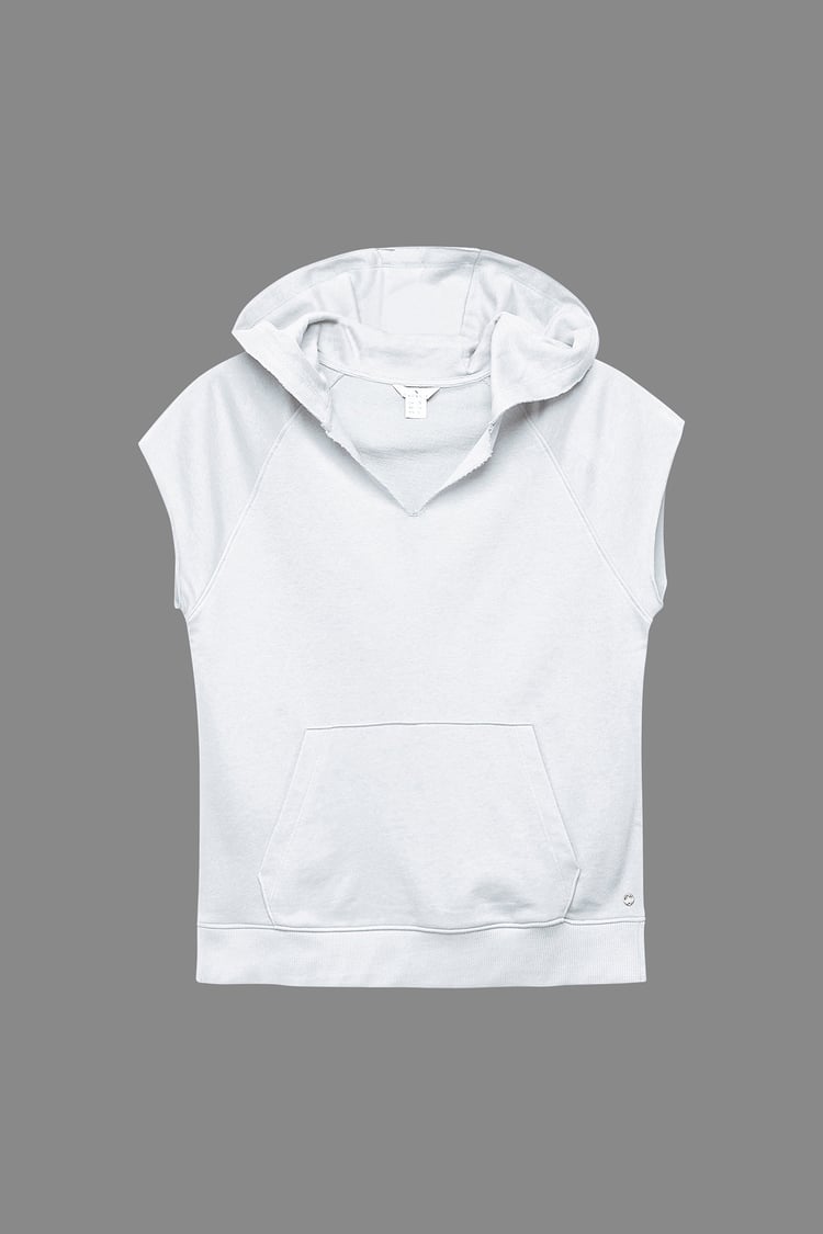 Sleeveless Raw Edge Hoodie