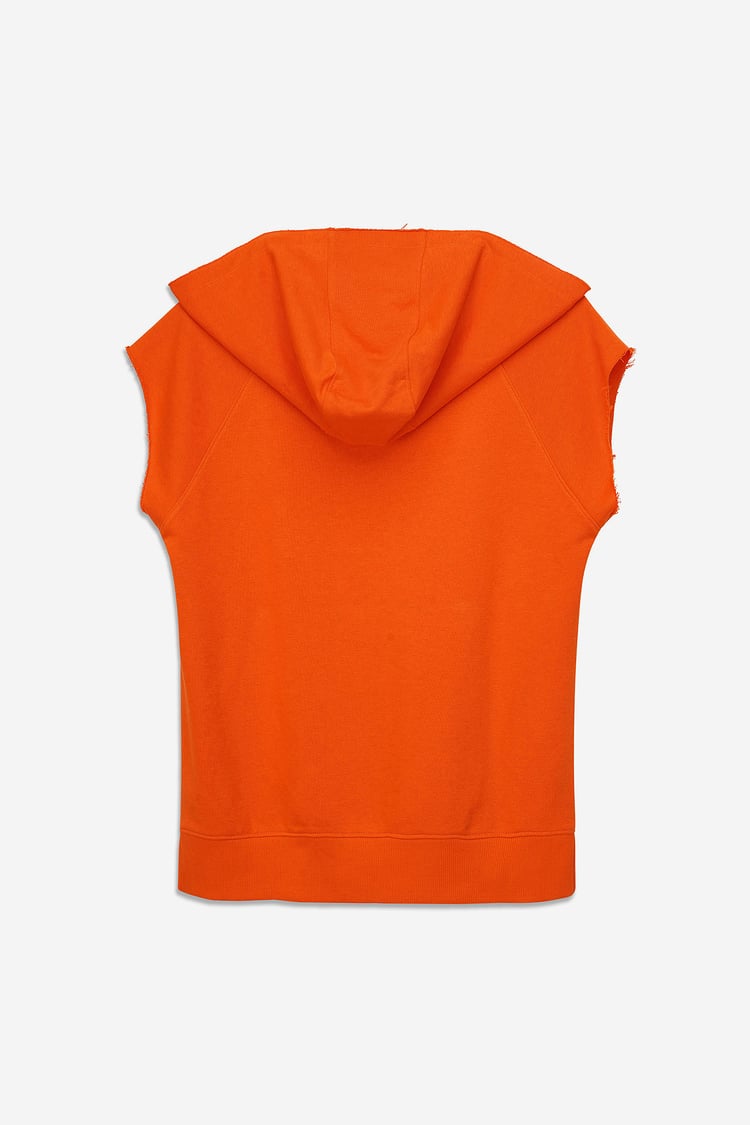 Sleeveless Raw Edge Hoodie